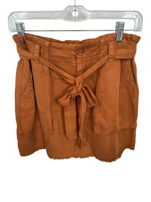 Bella Dahl Size 27 Brown Tencel High Waist Belted Raw Hem Mini Skirt Brown / 27