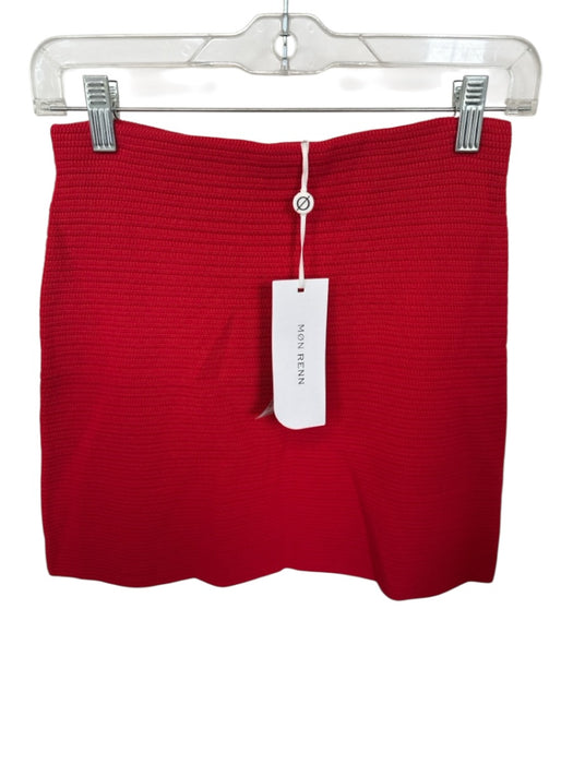 Mon Renn Size S Red Viscose Blend Elastic Waist Knit Mini Skirt Red / S