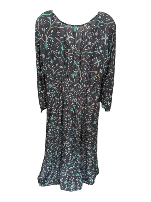 XiRENA Size M gray & green Cotton & Silk Long Balloon Sleeve Botanical Dress gray & green / M