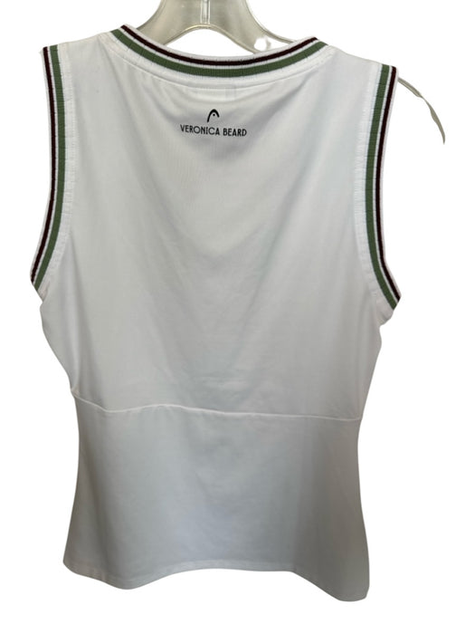 Veronica Beard Size M White & Green Polyester Sleeveless V Neck Athletic Top White & Green / M