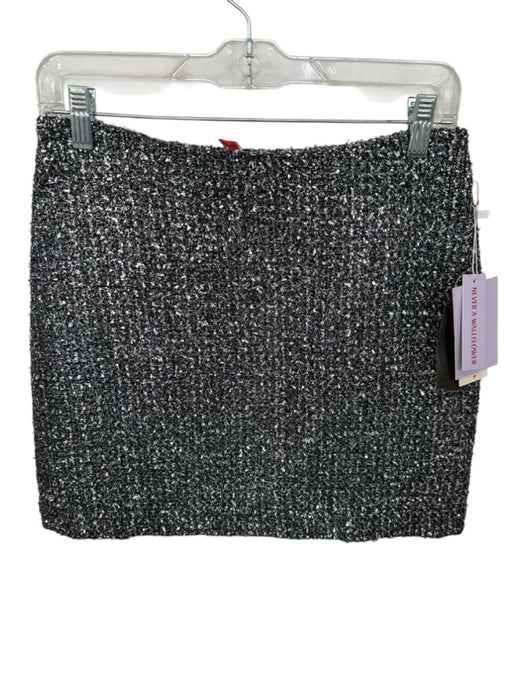 Never a Wallflower Size XS Silver & Black Polyester Metallic Textured Skirt Silver & Black / XS