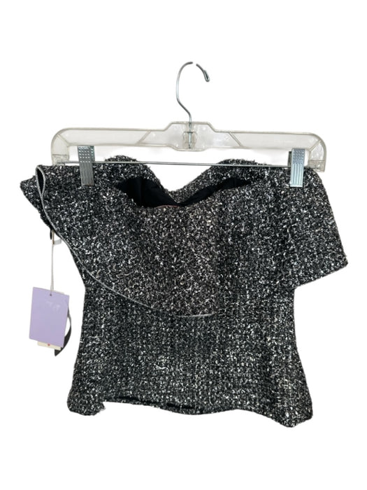 Never a Wallflower Size XS Silver & Black Polyester Strapless Metallic Top Silver & Black / XS