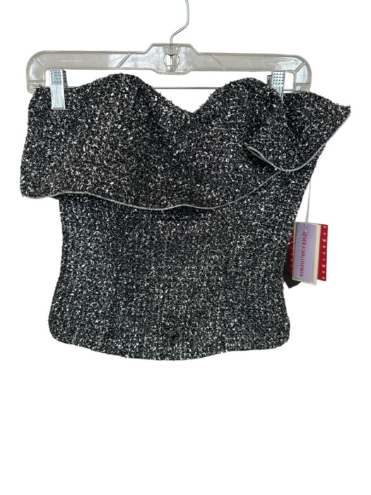Never a Wallflower Size XS Silver & Black Polyester Strapless Metallic Top Silver & Black / XS