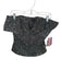Never a Wallflower Size S Silver & Black Polyester Strapless Metallic Ruffle Top Silver & Black / S