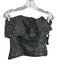Never a Wallflower Size S Silver & Black Polyester Strapless Metallic Ruffle Top Silver & Black / S