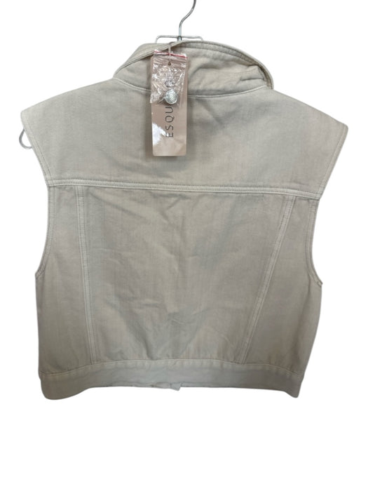 Esqualo Size 8 Cream Cotton Buttons Cap Sleeve Vest Cream / 8
