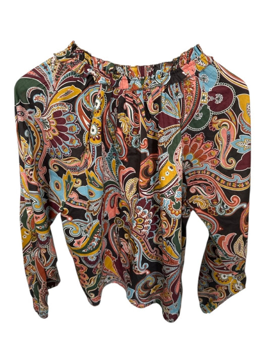 Love The Label Size L Teal & Maroon Cotton Long Balloon Sleeve Paisley Top Teal & Maroon / L
