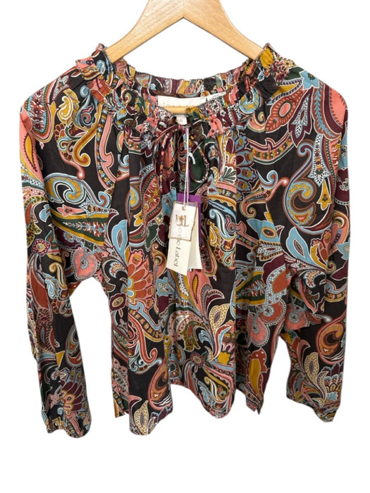 Love The Label Size L Teal & Maroon Cotton Long Balloon Sleeve Paisley Top Teal & Maroon / L
