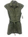 Paige Size 4 Army Green Cotton Denim Ruffle Cap Sleeve Button Down Knee Dress Army Green / 4
