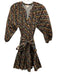 Shoshanna Size 4 Brown, Yellow & Black Cotton Long Balloon Sleeve Streaks Dress Brown, Yellow & Black / 4