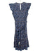 Cleobella Size S Blue, Pink & Black Cotton Ruffle Cap Sleeve Shirred Top Dress Blue, Pink & Black / S