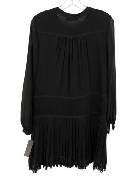Tory Burch Size 2 Black Polyester Chiffon Semi Sheer Pleat Detail Knee Dress Black / 2
