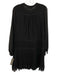 Tory Burch Size 2 Black Polyester Chiffon Semi Sheer Pleat Detail Knee Dress Black / 2