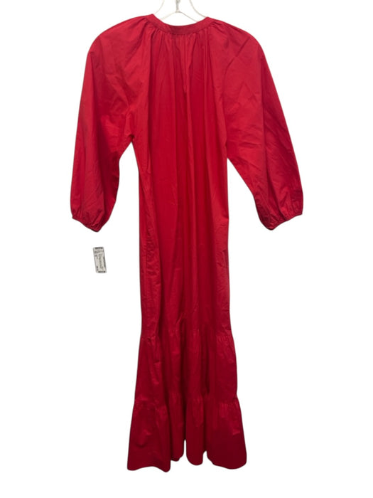 Tuckernuck Size XS Red Cotton 3/4 Balloon Sleeve Hook Closure Ruffle Hem Dress Red / XS