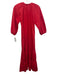 Tuckernuck Size XS Red Cotton 3/4 Balloon Sleeve Hook Closure Ruffle Hem Dress Red / XS