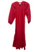 Tuckernuck Size XS Red Cotton 3/4 Balloon Sleeve Hook Closure Ruffle Hem Dress Red / XS