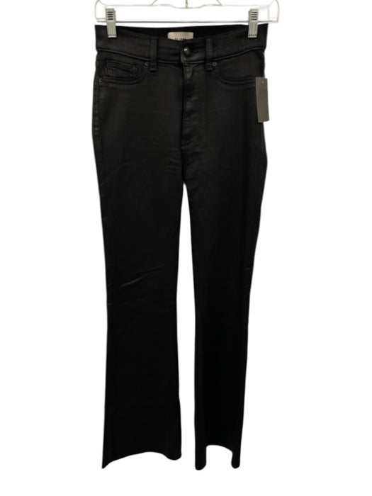 DL 1961 Size 26 Black Coated Denim Zip & Button High Waist Straight Jeans Black / 26