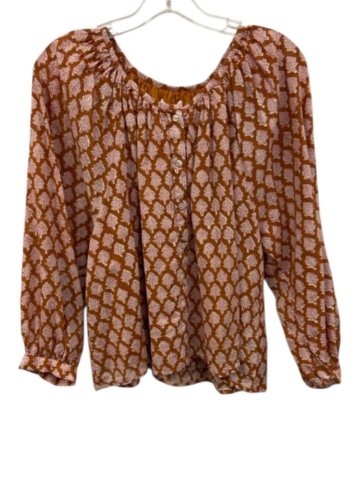 India Collection Emerson Fry Size S Orange, Red & White Cotton Leaves Top Orange, Red & White / S