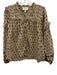 Cleobella Size S Beige & Black Cotton Ruffle Detail Button Front Floral Top Beige & Black / S