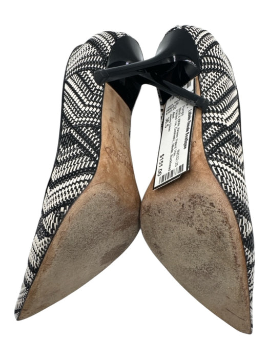 Jimmy Choo Shoe Size 36.5 Black & White Woven Patent Trim Pointed Toe Pumps Black & White / 36.5