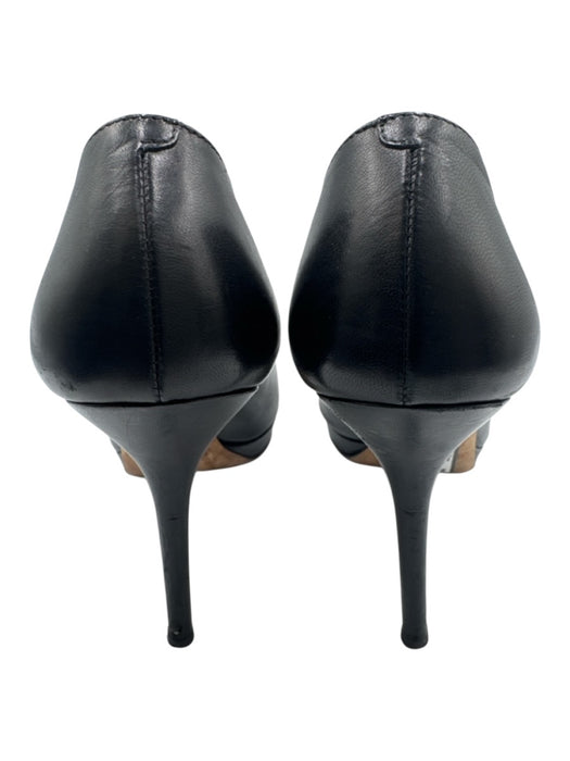 Jimmy Choo Shoe Size 36.5 Black Leather Peep Toe Round Toe Platform Pumps Black / 36.5