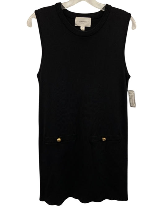 Pomander Place Size S Black & Gold Viscose & Nylon Rib Knit Sleeveless Dress Black & Gold / S