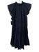 Veronica Beard Size 2 Navy Linen Cap Sleeve Mother of Pearl Buttons Tiered Dress Navy / 2