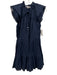 Veronica Beard Size 2 Navy Linen Cap Sleeve Mother of Pearl Buttons Tiered Dress Navy / 2