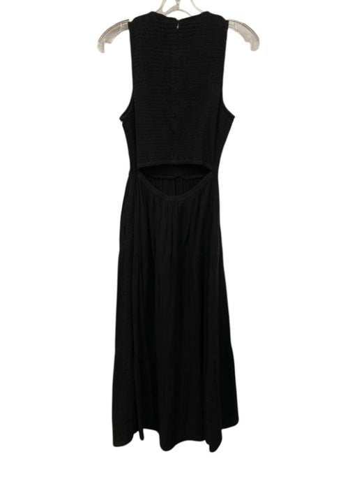 ME+EM Size 6 Black Cotton Sleeveless Shirred Top Wrinkled Dress Black / 6