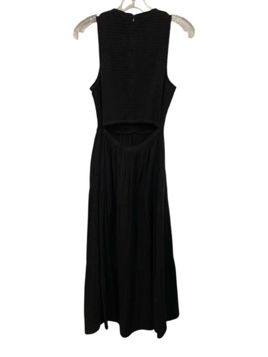 ME+EM Size 6 Black Cotton Sleeveless Shirred Top Wrinkled Dress Black / 6