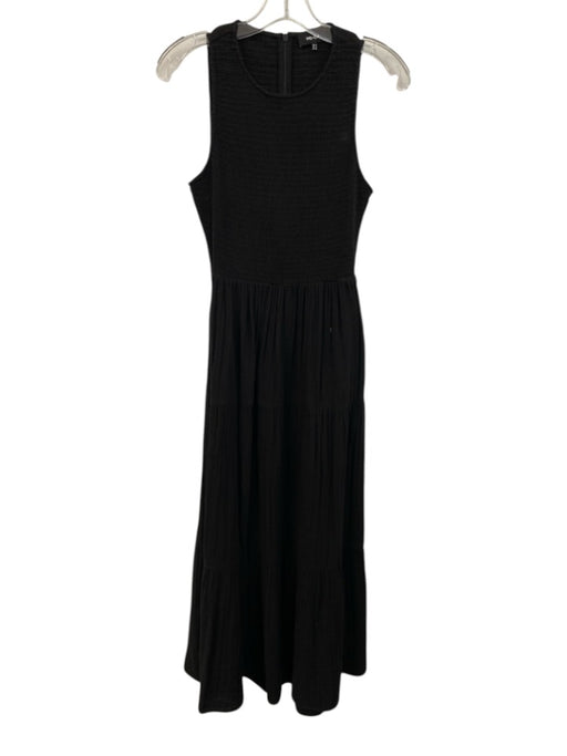 ME+EM Size 6 Black Cotton Sleeveless Shirred Top Wrinkled Dress Black / 6