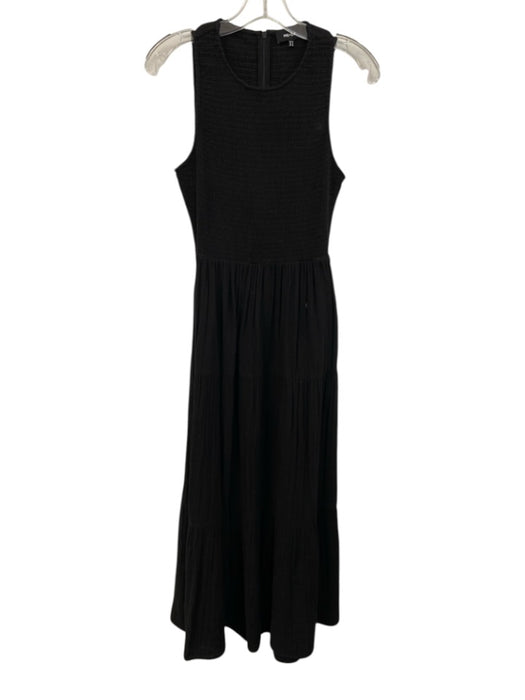 ME+EM Size 6 Black Cotton Sleeveless Shirred Top Wrinkled Dress Black / 6