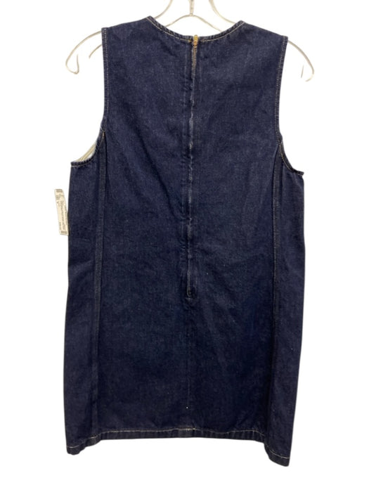 J. Crew Size S Dark Wash Cotton & Acetate Sleeveless Contrast Stitch Shift Dress Dark Wash / S