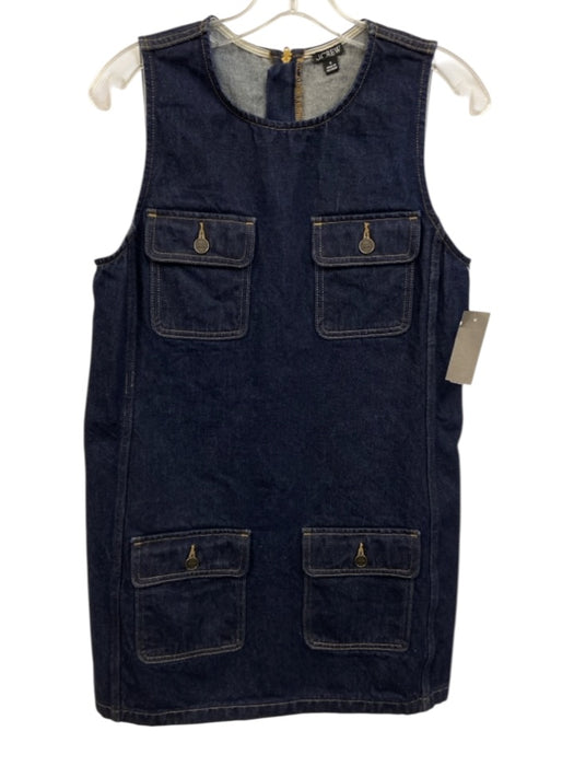 J. Crew Size S Dark Wash Cotton & Acetate Sleeveless Contrast Stitch Shift Dress Dark Wash / S