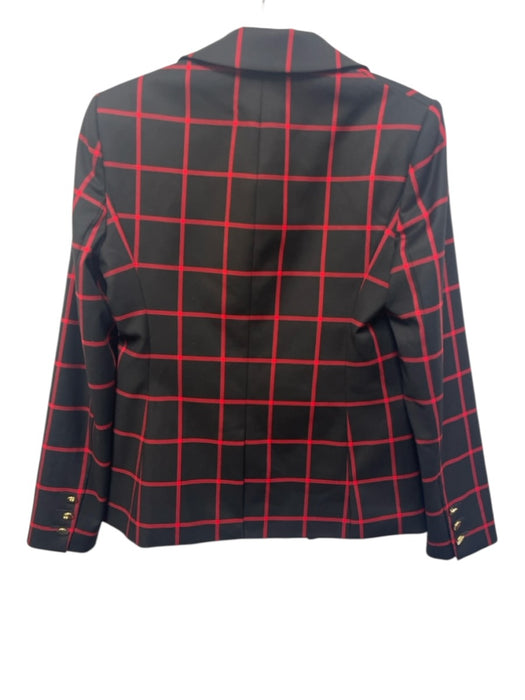 Alice + Olivia Size 6 Black & Red Polyester Blend Hook Closure Checked ...