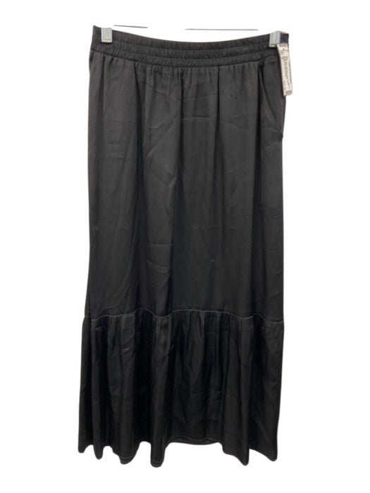 Nation Size S Black Viscose Elastic Waist Ruffle Hem Midi Skirt Black / S