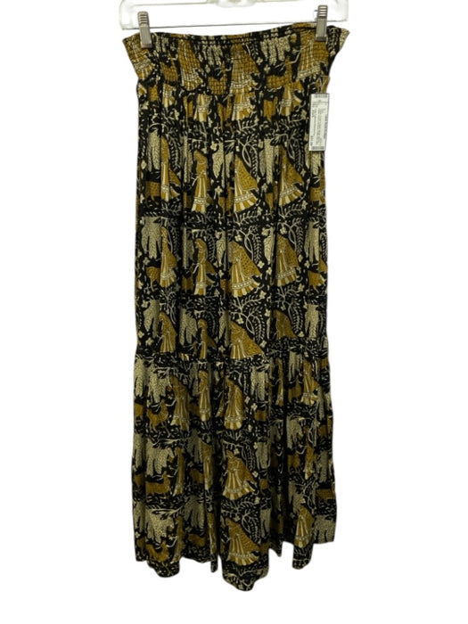 India Collection Emerson Fry Size XS/S Yellow, Cream & Black Modal Midi Skirt Yellow, Cream & Black / XS/S