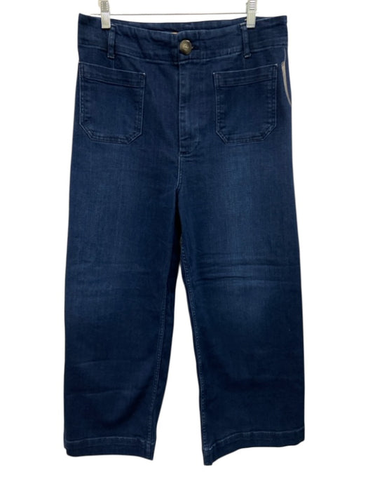 Pilcro Size 31 Dark Wash Cotton Zip Fly Patch Pockets Wide Leg Jeans Dark Wash / 31