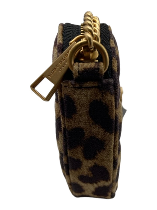 Kurt Geiger Brown Polyester Leopard Print Heart Shape Quilted Zip Close Bag Brown