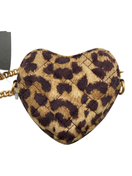 Kurt Geiger Brown Polyester Leopard Print Heart Shape Quilted Zip Close Bag Brown