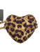Kurt Geiger Brown Polyester Leopard Print Heart Shape Quilted Zip Close Bag Brown