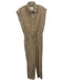 Pistola Size M Khaki Beige Cotton Sleeveless Snap Up Slim Leg Jumpsuit Khaki Beige / M
