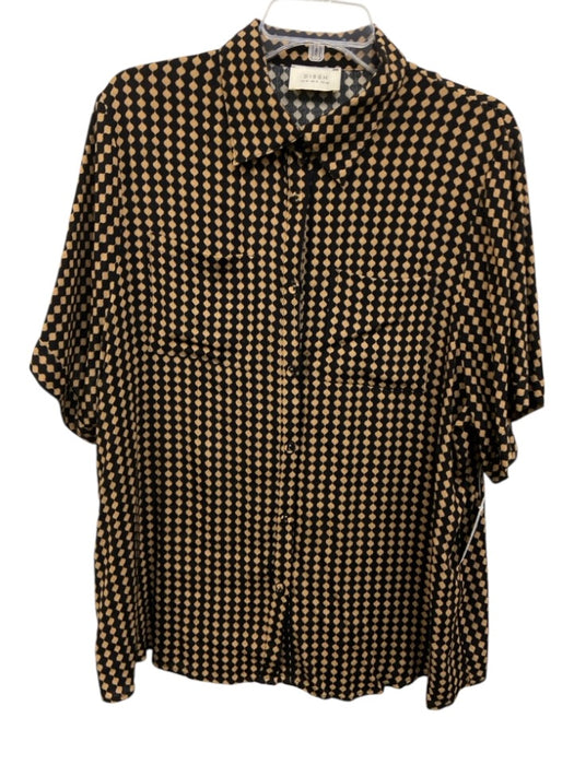 Dissh Size 6/8 Black & Beige Viscose Elastic Drawstring Waist Button Up Pant Set Black & Beige / 6/8