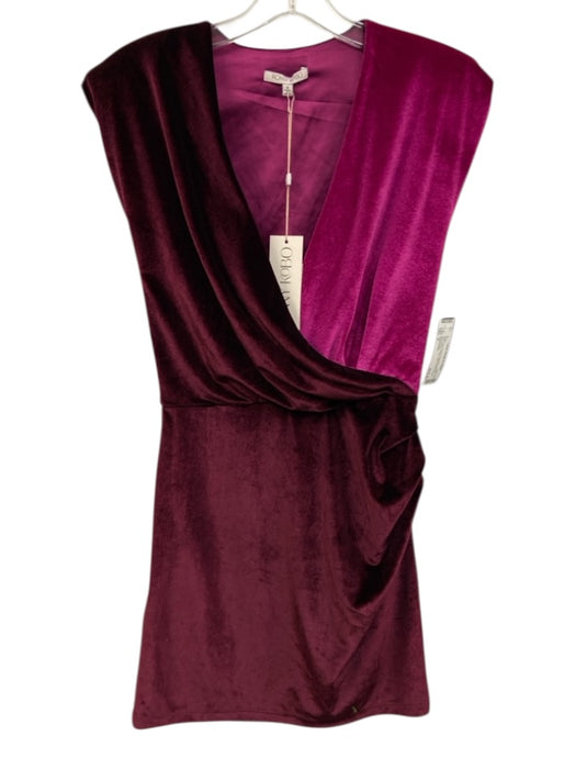 Ronny Kobo Size S Red & Pink Polyester Velvet Sleeveless V Neck Mini Dress Red & Pink / S