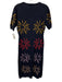 Lingua Franca Size M Navy Blue, Yellow, Red Cotton & Cashmere Short Sleeve Dress Navy Blue, Yellow, Red / M