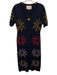 Lingua Franca Size M Navy Blue, Yellow, Red Cotton & Cashmere Short Sleeve Dress Navy Blue, Yellow, Red / M