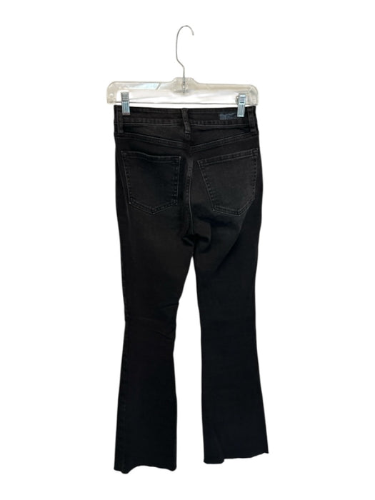 Just USA Size 0 Black Cotton Flare Mid Rise Raw Hem Zip Fly Jeans Black / 0