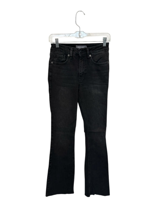 Just USA Size 0 Black Cotton Flare Mid Rise Raw Hem Zip Fly Jeans Black / 0