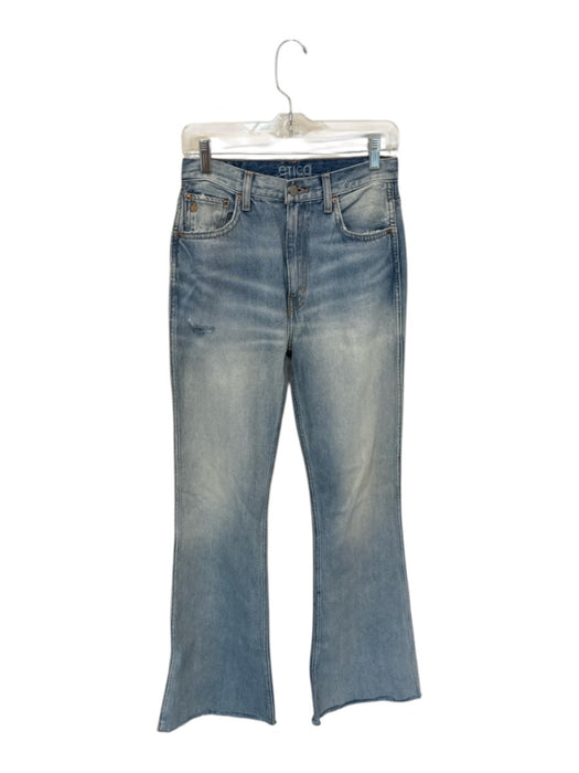 Etica Size 26 Light Wash Cotton Flare High Rise Raw Hem rip and holes Jeans Light Wash / 26