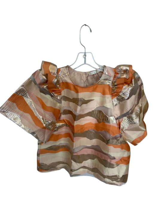 Marie Oliver Size S Orange & Tan Polyester Metallic Short Sleeve Top Orange & Tan / S